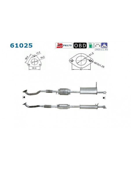 Catalyseur Hyundai SANTA FE 2.0i 2.4i 16V ARRIERE (00-)