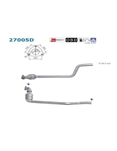 Catalyseur Jaguar S-TYPE 2.7TD V6 GAUCHE (04-)