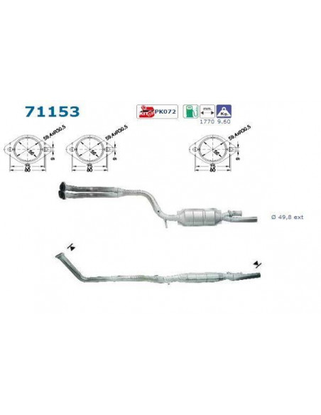 Catalyseur Mercedes 190E 2.0 2.3 Serie 201 (91-93) Catalyseur Mercedes 190E 2.0 2.3 Serie 201 (91-93)