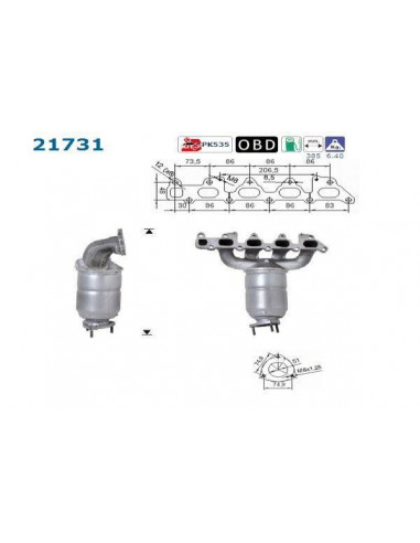 Catalyseur Opel ASTRA CORSA MERIVA SIGNUM TIGRA VECTRA SaaB 9-3 1.8i 16V (00-10)