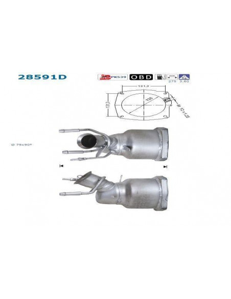 Catalyseur Peugeot 307 Berline 2.0HDI 110cv (02-)