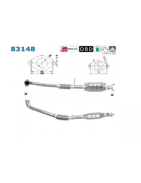 Catalyseur ROVER 045 1.4i 1.6i 1.8i 16V ARRIERE (99-)